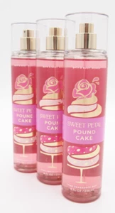 (3) Bath & Body Works SWEET PETAL POUND CAKE Rose Raspberry Mist Spray 8oz Lot - Picture 1 of 12