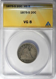 1875-S TWENTY CENT ~ NICE SOLID ANACS VG8! - Picture 1 of 4