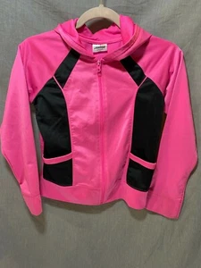 Avia Sweater Girls Large 10/12 Black Pink Color Block Full Zip Hoodie Kids Youth - Picture 1 of 9