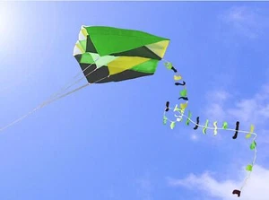 Single Line Parafoil Pocket Kite + Colourful Long Tail in Pouch Easy Outdoor Fun - Picture 1 of 1