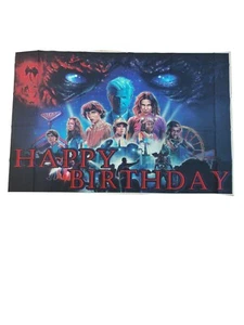Stranger Things Happy Birthday Banner Backdrop Party Background 60X40 NEW - Picture 1 of 3