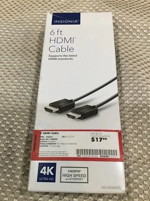 Insignia- 6 Ft 4K Ultra HD HDMI Cable - Black NEW In Original Box! - Image 1 of 4