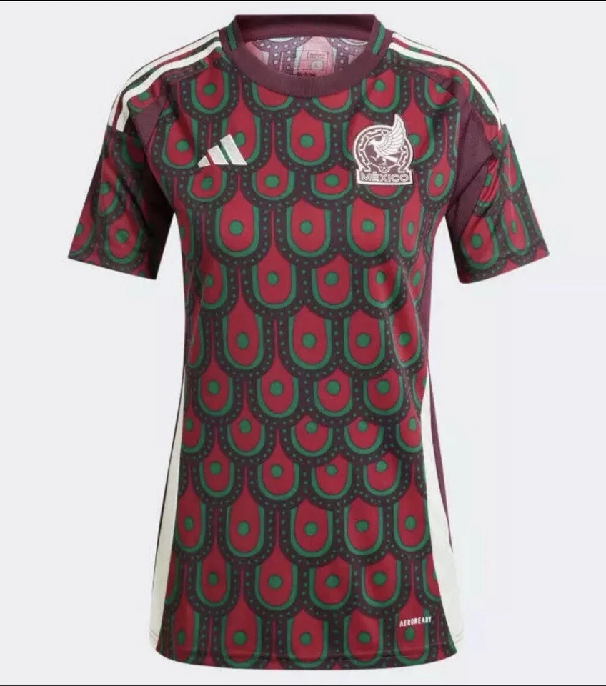 Adidas Women's Mexico 2024 Home Jersey Burgundy Multi-Color IP6363 Small