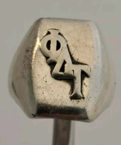 Vintage OMEGA DELTA TAU Sterling Silver Greek Tapered Band Ring size 8.75 - Picture 1 of 6