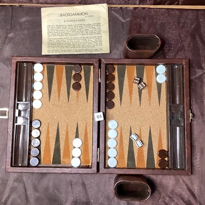 VTG Cardinal Backgammon Set Travel Size Brown And White Magnetic Checkers VGC! - Image 1 of 4