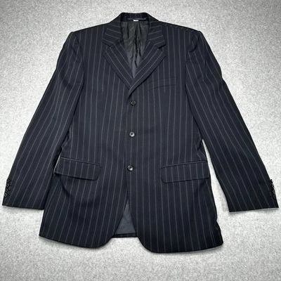 Traje Blazer Chaqueta Abrigo Deportivo HUGO BOSS Para Hombre Azul Marino Elastizado a Rayas Talla 43R Foto 1 de 4