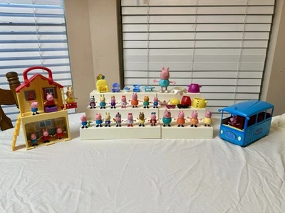 PEPPA PIG Toy Figures Lot School Bus House Talking Dress Up Clothes Furniture - Image 1 of 4