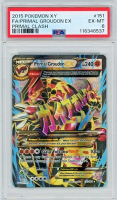 2015 Pokemon XY Primal Clash Primal Groudon ex 151/160 Full Art PSA 6 - Image 1 of 2