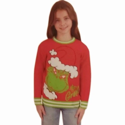 The Grinch Christmas Sweater Youth Size L 14/16 How Grinch Stole Christmas, Red - Image 1 of 4