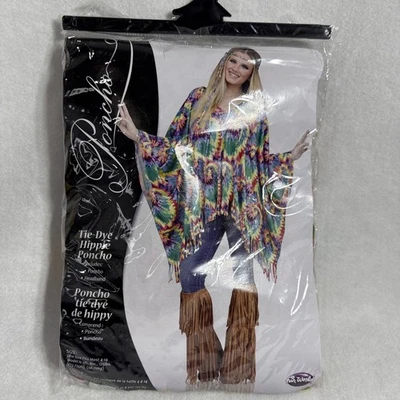 Poncho hippie tie-dye de Fun World para mujer disfraz de Halloween Foto 1 de 4