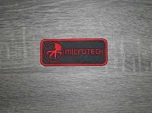 Cuchillos Microtech cubiertos rojo/negro bordado hierro en parche 4" x 1,5" - Imagen 1 de 2