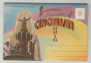 Ohio, Cincinnati, Fountain, Linen Souvenir Folder/Multi Views - Picture 1 of 1