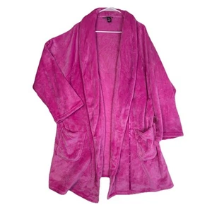 Victoria's Secret Fuzzy Robe Pink Logo Embossed XL Loungewear Plush Glam Cozy - Picture 1 of 7