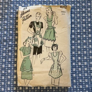 Vintage Apron Pattern Advance 4312 Bib Style 1940s - Picture 1 of 2