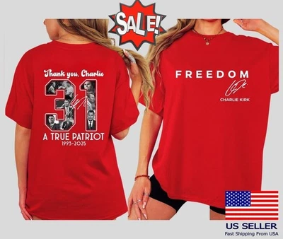Camisa Freedom Charlie Kirk Memorial, Thank You Charlie 31 Camisa Unisex GB3740 Foto 1 de 3