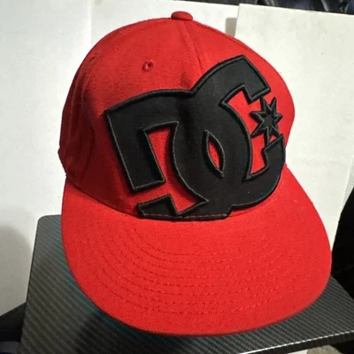 DC Shoes Hat Cap Fitted Adult 7 5/8 Red Black Cotton Spandex Blend Skate - Image 1 of 4