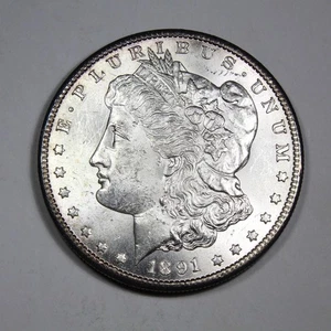 1891-S GEM BU MS MORGAN SILVER DOLLAR Frosty - Foto 1 di 2