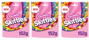 3 x Bags of Skittles Desserts Flavoured Vegan Sweets Pouch Bag - Rare Sweets - Picture 1 of 4
