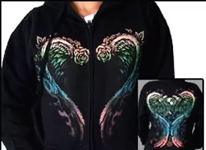 Motorcycle Hoodie Angel Wings Sweatshirt Medium Biker Long Sleeve New - Picture 1 of 4
