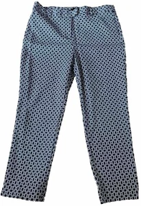 Talbots Ankle Pants Stretchy Hampshire Blue Causal Geometric Blue Size 12P 34w - Picture 1 of 11