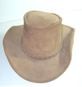 TEEN CHILDS VINTAGE BROWN SUEDE BOHO WESTERN COWBOY HAT 6 1/2 6 3/4 size S XS - Picture 1 of 4