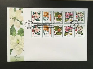 #3193-97 Flowering Trees 32 cent block of 10 FDC - Picture 1 of 2
