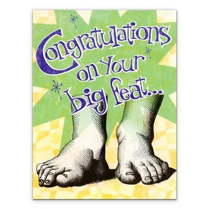 Funny CONGRATULATIONS Card, Big Feat Feet Toes by American Greetings + Envelope - Picture 1 of 4