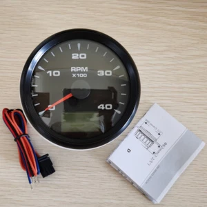 85mm Pulse Tachometer with Hour Meter Black 4000RPM for Auto Marine 7 Colors Led - Picture 1 of 6