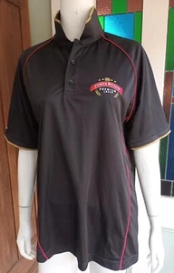 Tasmania James Boags Polo Shirt Sz L Black + Red Gold Trim Embroidered Logo × 2 - Picture 1 of 13