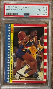 1987 FLEER STICKER ALEX ENGLISH #11 PSA 8 - Picture 1 of 2