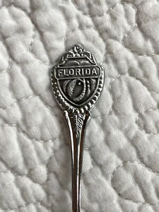 Cuchara Florida recuerdo color plata metal años 60 palmeras vintage - Imagen 1 de 2
