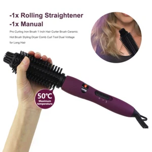 Pro Curling Iron Brush Hair Curler Brush Hot Brush Styling Dryer Tool +AU Plug - Picture 1 of 7