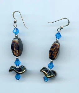 Ohrringe Sterlingsilber, Lampwork Perlen, Swarovski Kristalle, Natursteine - Bild 1 von 2
