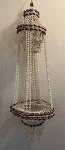"Cesta colgante de colección Cowrie Puka concha marina soporte para plantas boho playa cabaña 40""" - Imagen 1 de 8
