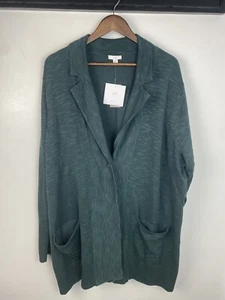 J Jill 4X Cardigan Green Cotton Blend Lagenlook Beachy Lightweight Comfy New - Picture 1 of 11