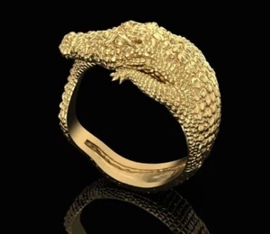 4KT Gold Over Unique Ring, Wild Lover Gift, Mens Ring, mens gold ring - Picture 1 of 3