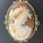 Antique Edwardian Cameo Large Brooch - 15ct Yellow Gold - 57x45mm