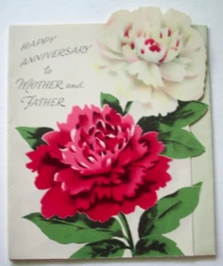 Peonies peony vintage Anniversary greeting card *UU25 - Picture 1 of 5