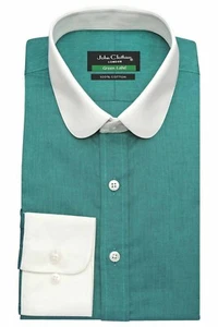 Penny Club Collar Tourquish Green Peaky Blinders Men's Retro Style Party Shirt - Picture 1 of 7