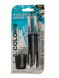 New L.A. COLOR Eyeliner & Brow Pencils Black BPN222 With Sharpener - Picture 1 of 2