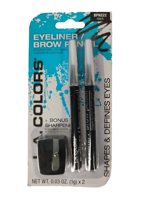 Novos lápis delineador e sobrancelha L.A. COLOR preto BPN222 com apontador - Imagem 1 de 2