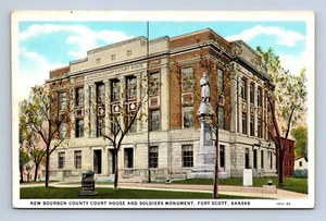 New Bourbon County Court House Soldiers Monument Kansas Postcard Unposted - Picture 1 of 2