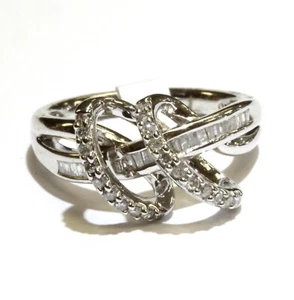 Nuevo anillo de plata de ley 925 con racimo de diamantes de 0,33 quilates 5,2 g cruzado 7 natural - Imagen 1 de 9