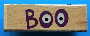Studio G ~ rosa Licht ~ HALLOWEEN BOO MIT AUGEN ~ Holz montiert Gummistempel - Bild 1 von 4