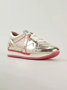 JIMMY CHOO LONDON GOLD MIRROR SNAKE LOGO TRAINERS SNEAKERS 40.5 I LOVE SHOES - Picture 1 of 9