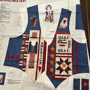 Chaleco de Colección Cranston Americana Patriótico Patchwork Corte y Coser Tela Panel Novedad - Imagen 1 de 11