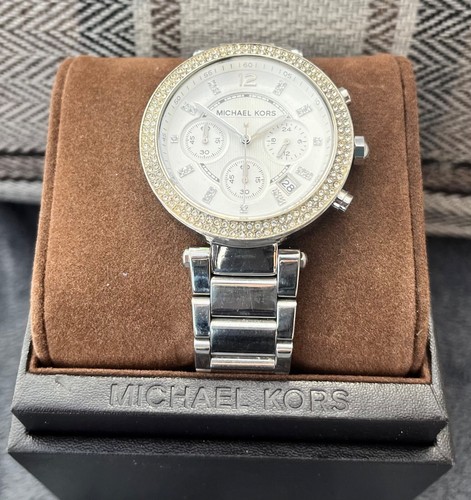 Orologio da donna Michael Kors Parker MK5353 Tutto Argento Tono 39 mm Quadrante Cronografo