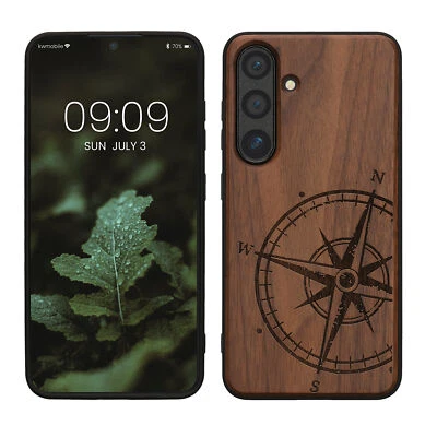 Cover compatibile con Samsung Galaxy S24 legno e bumper TPU  - Immagine 1 di 4