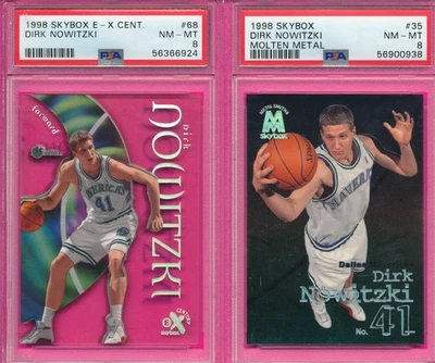 LOTE DIRK 2) PSA 8 NOWITZKI HOF ROOKIE 1998 SKYBOX METAL #35 68 CALIFICADO NBA *TPHLC Foto 1 de 4