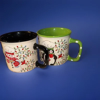 Temp-tations By Tara “Winter  Whimsy” Christmas Coffee Mugs 16 oz - Set of 2! - Image 1 of 4